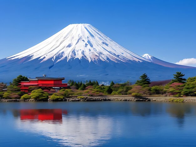 Monte Fuji con il lago Kawaguchiko a Yamanachi in Giappone