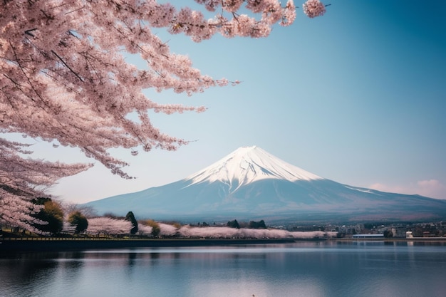 Monte fuji con una montagna sullo sfondo