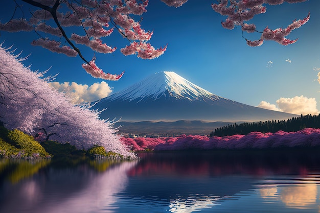 Monte Fuji in primavera in Giappone