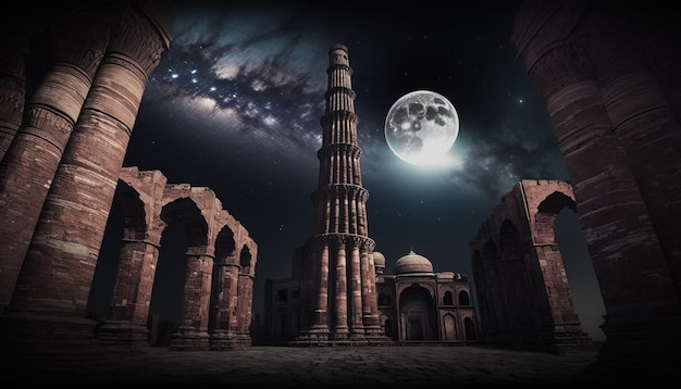 Monumenti indiani Qutub Minar Illustrazione Generative AI