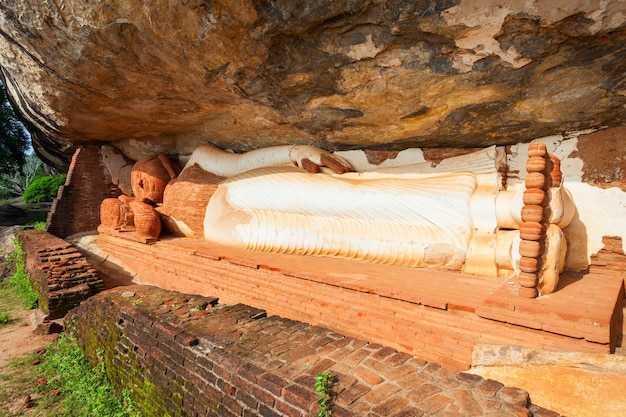 Monumento del Buddha ai piedi della roccia di Pidurangala vicino a Dambulla, Sri Lanka