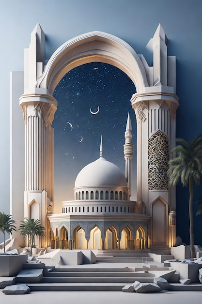 Monumento islamico illustrazione dettagliata dell'arte vettoriale 3D