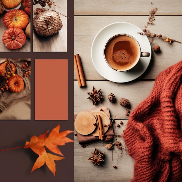 Moodboard accogliente ispirato all'autunno