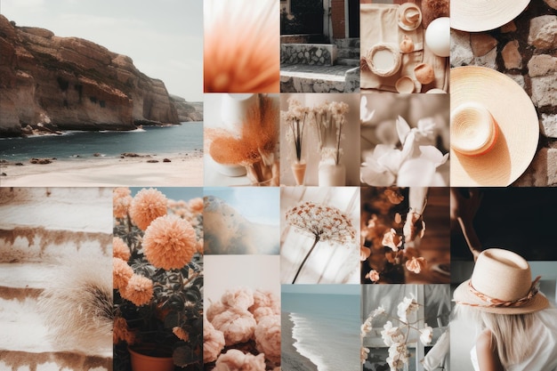 Moodboard per le vacanze estive collage di immagini Generative ai