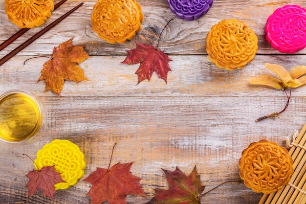 Mooncake cinesi tradizionali. Dolce e salato fatto in casa per il Mid Autumn Chinese Festival