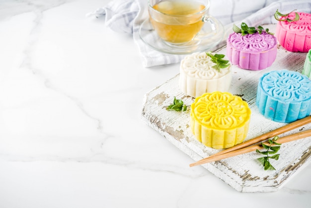 Mooncakes cinesi in pelle di neve