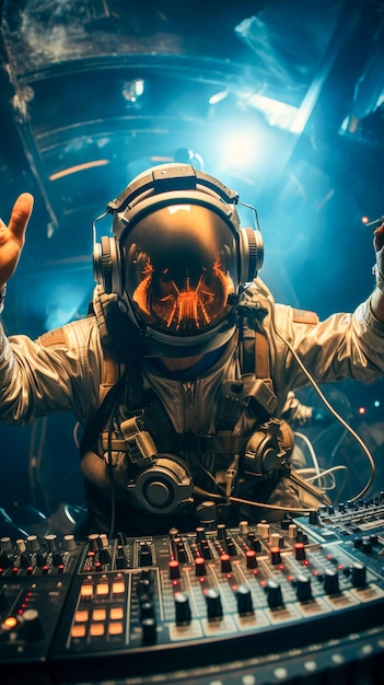 Moonlit Grooves DJ che gira a una festa extraterrestre IA generativa