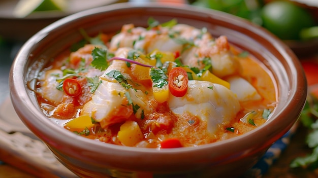 Moqueca brasiliana deliziosa con pesce e latte di cocco