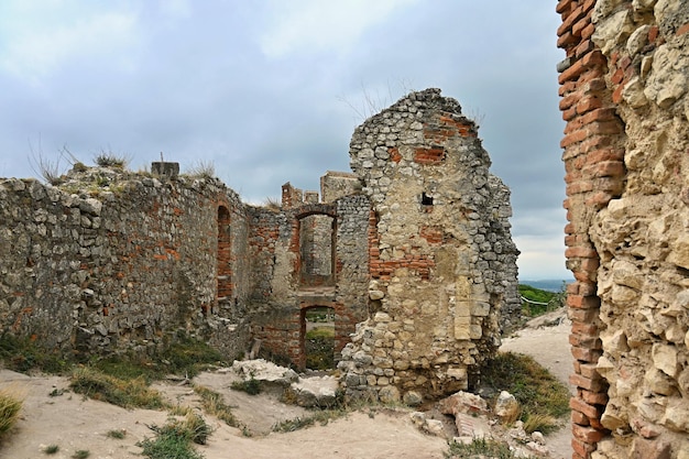 Moravia meridionale Regione vinicola di Palava nella Repubblica Ceca Rovine di un antico castello Castello di Devickydivci