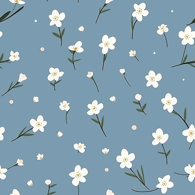 Morbida brezza floreale Piccolo disegno di fiori su sfondo blu bambino