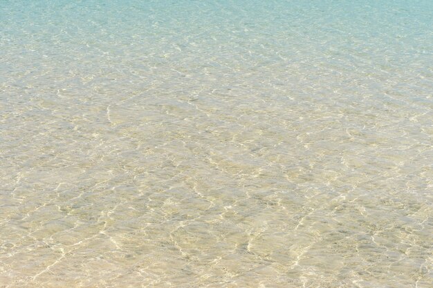 Morbida onda blu del mare sulla spiaggia sabbiosa pulita