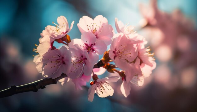 Morbidezza e fragilità di un singolo fiore in primavera IA generativa del tramonto