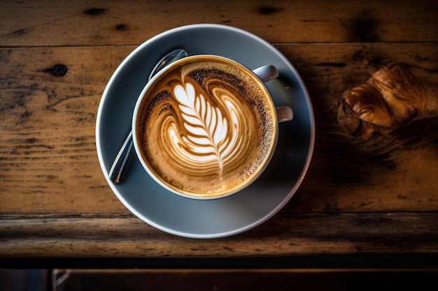 Morning Mastery Latte Art e Croissant d'Oro