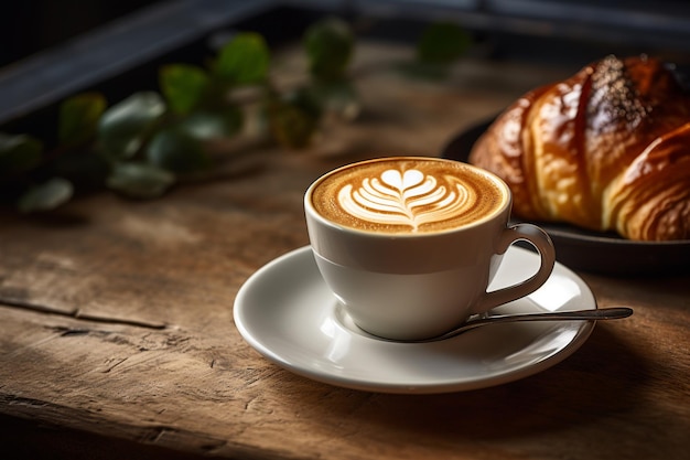 Morning Mastery Latte Art e Croissant d'Oro