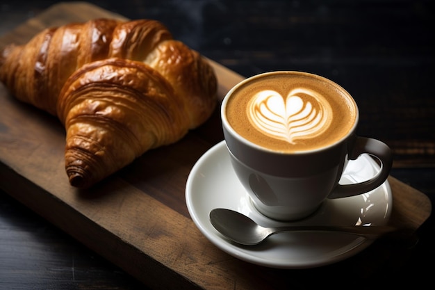 Morning Mastery Latte Art e Croissant d'Oro