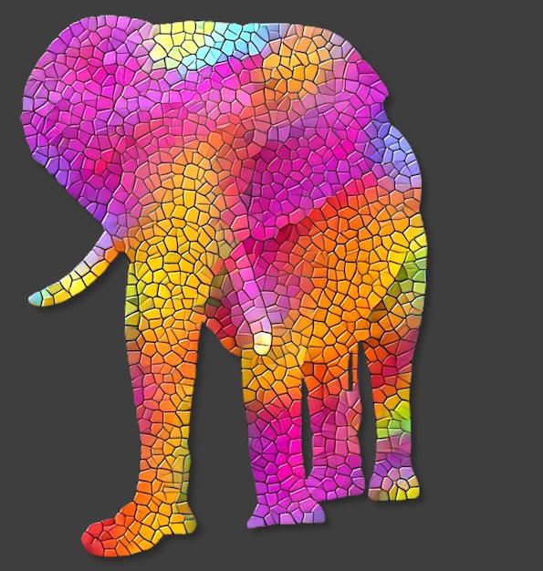 mosaico animali elefante colorato