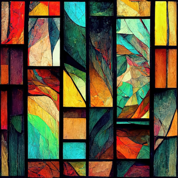 Mosaico astratto finestra illustrazione grafica in vetro colorato sfondo colorato geometrico