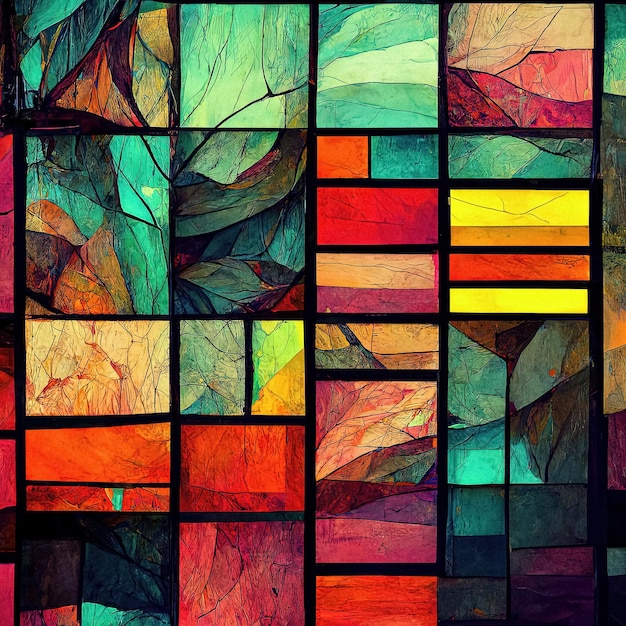 Mosaico astratto finestra illustrazione grafica in vetro colorato sfondo colorato geometrico