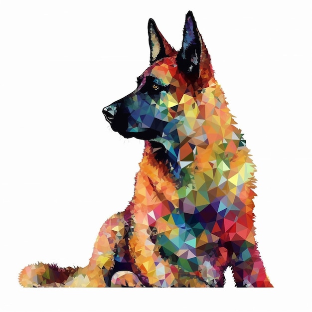 Mosaico di cane colorato su sfondo bianco
