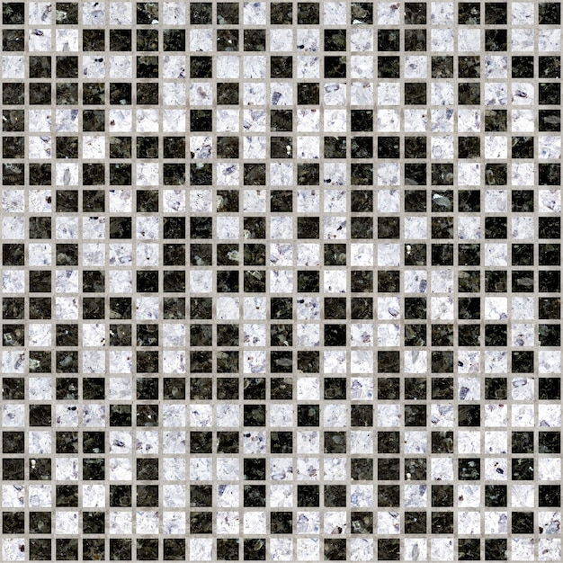 Mosaico in marmo bianco e nero. Piastrelle di ceramica