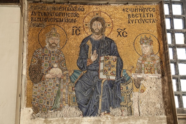 Mosaico nel museo di Hagia Sophia città di Istanbul in Turchia