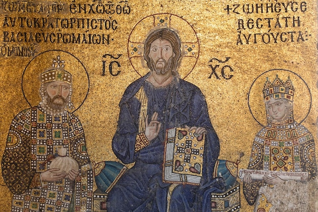 Mosaico nel museo di Hagia Sophia città di Istanbul in Turchia