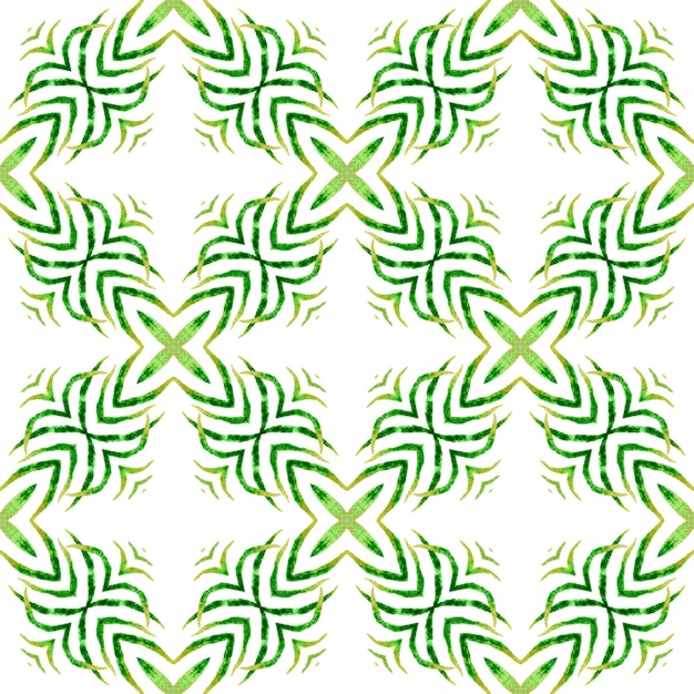 Mosaico verde disegnato a mano con confine senza cuciture verde