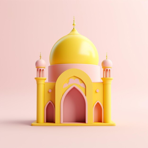 Moschea 3d nei colori giallo e rosa