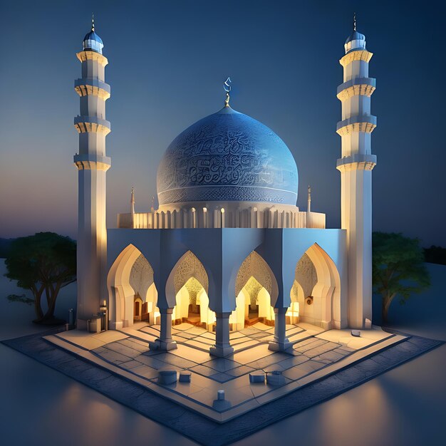 moschea 3d vray render isometrica generativa ai