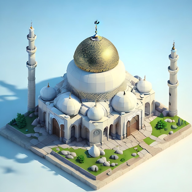 moschea 3d vray render isometrica generativa ai