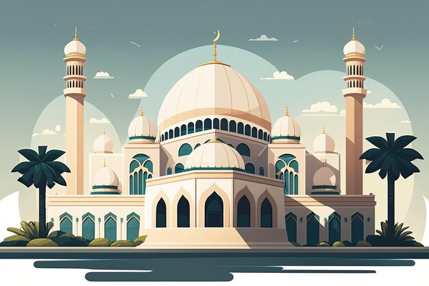 Moschea con palme sullo sfondo IA generativa