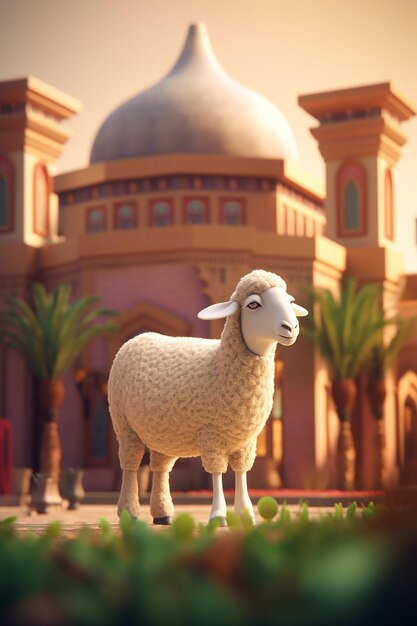 Moschea delle pecore eid mubarak Bandiera di Eid al Adha