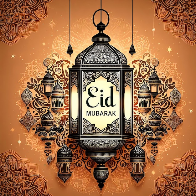 moschea di ramadan con lanterna e mezzaluna festa islamica Eid al Adha 3d rendering