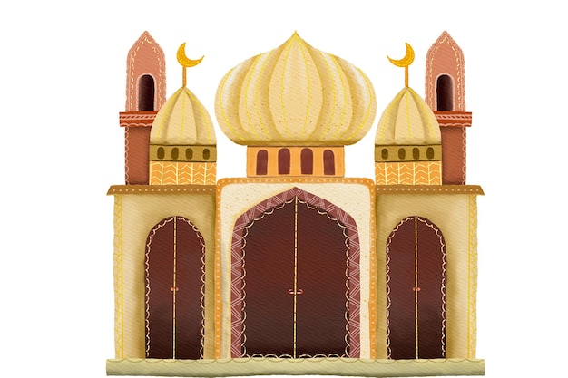 Moschea di Ramadan Mubarak Moschea Illustrazione in diversi stili Moschea su sfondo bianco 69