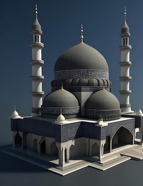 moschea full 3d con sfondo nero ai generazione