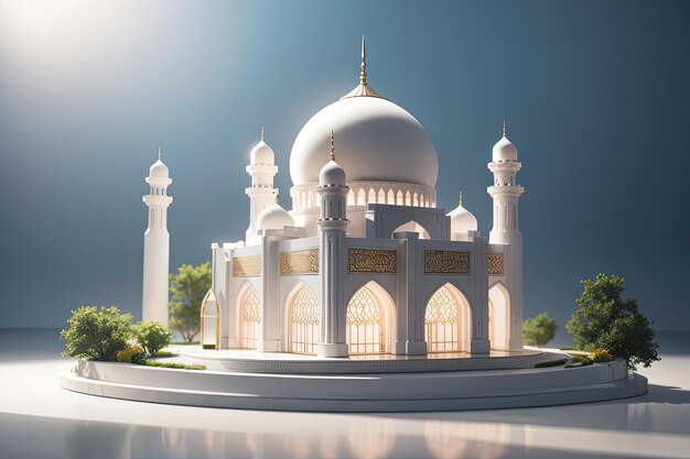 Moschea in miniatura con rendering 3d