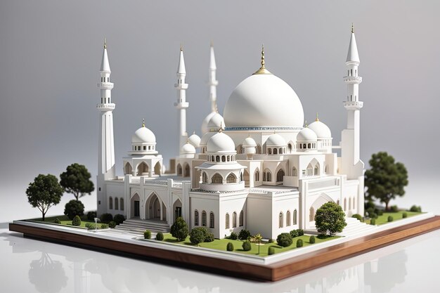 moschea in miniatura su sfondo bianco