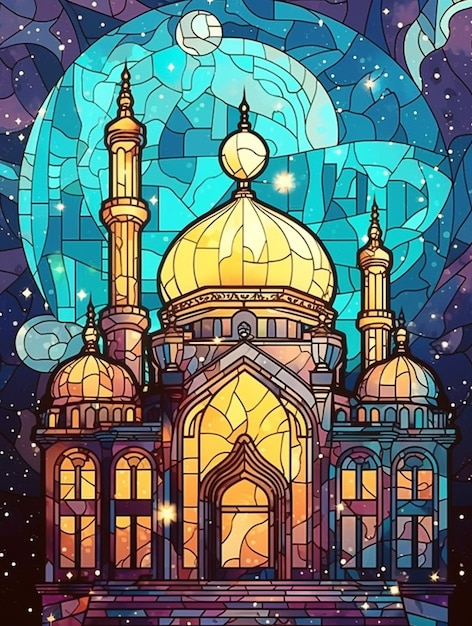 Moschea in stile rinascimentale in vetro colorato