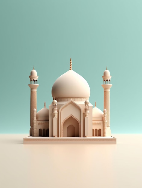 moschea islamica carina 3d per ramadan e Eid sfondo di saluto