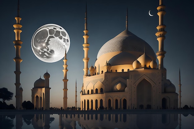 Moschea islamica e luna