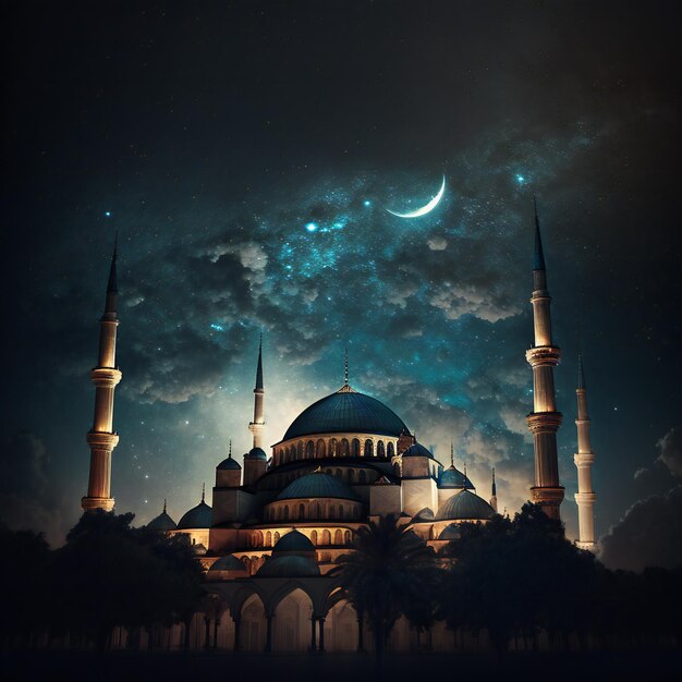 moschea nella notte sacra di Ramadan