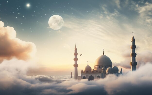 moschea sopra la nuvola saluto islamico per il nuovo anno