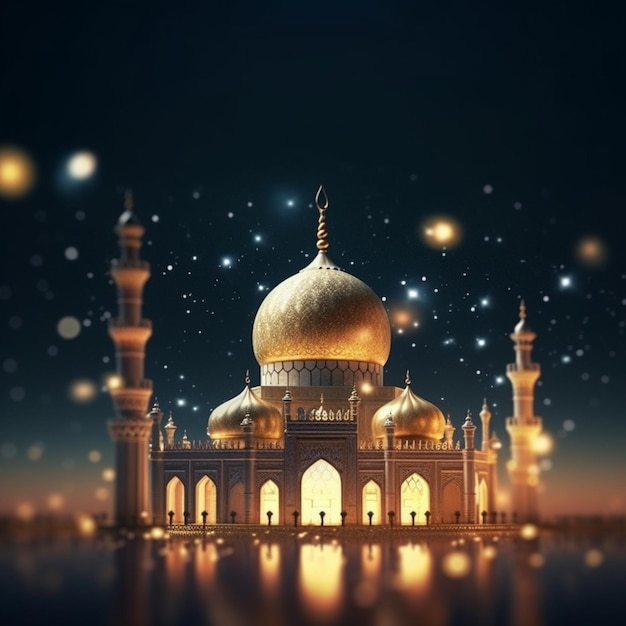 moschea sotto la luce della luna