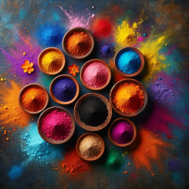 Mostra di polvere festiva di Holi