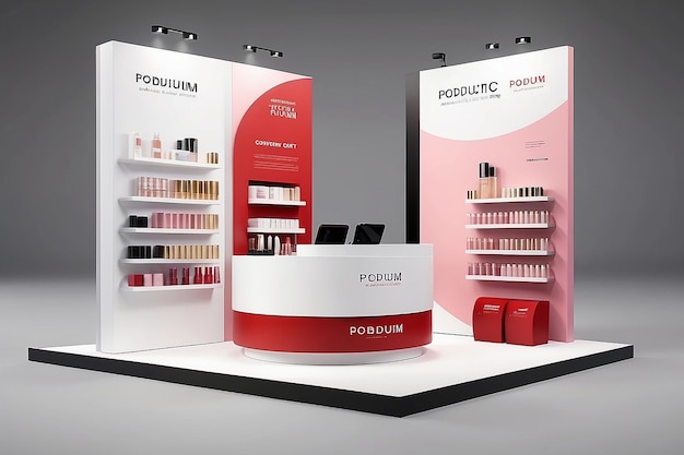 Mostra di prodotti cosmetici 3D sul podio