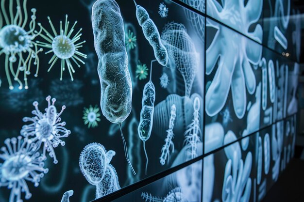 Mostra di visualizzazione digitale di patogeni e microbi nel Museo della Scienza