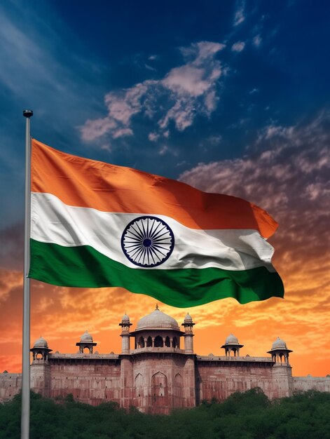 Mostra la bandiera indiana con immagini di Pride per la Giornata dell'Indipendenza Generative AI
