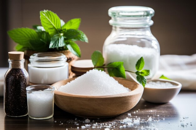 Mostrando ingredienti naturali fatti in casa utilizzati per sbiancare i denti in modo più brillante e più sano