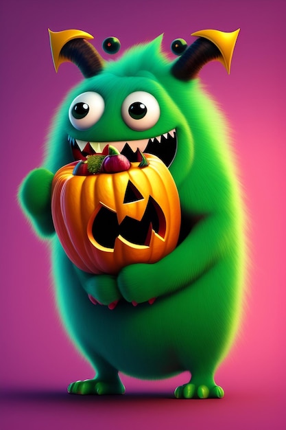 mostro dei cartoni animati halloween verde