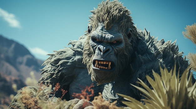 mostro gorilla gigante nel deserto AI generativa